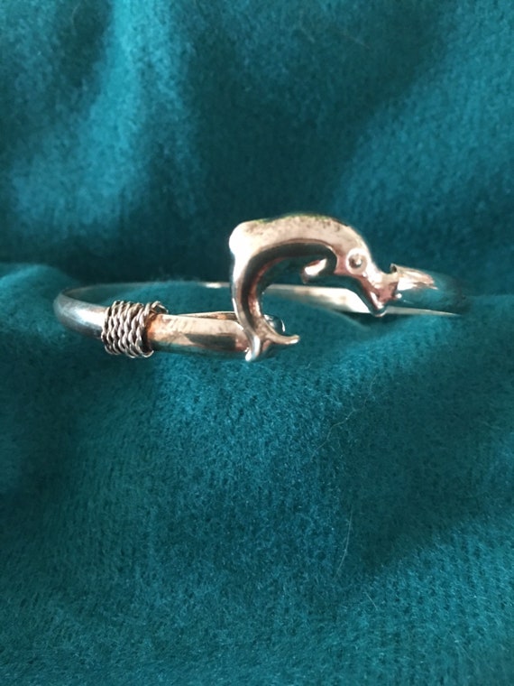 S925 Sterling Silver Dolphin Cuff Clamp Bracelet Etsy Canada