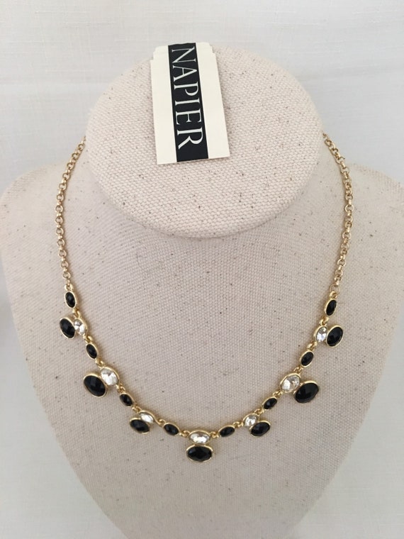 Napier Vintage Goldtone Choker Necklace with Blac… - image 4