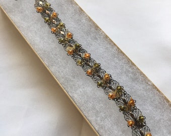 RARE Vintage (Antique?) 925 1044 VI Marked Filigree Enamel Bracelet - A Treasure!