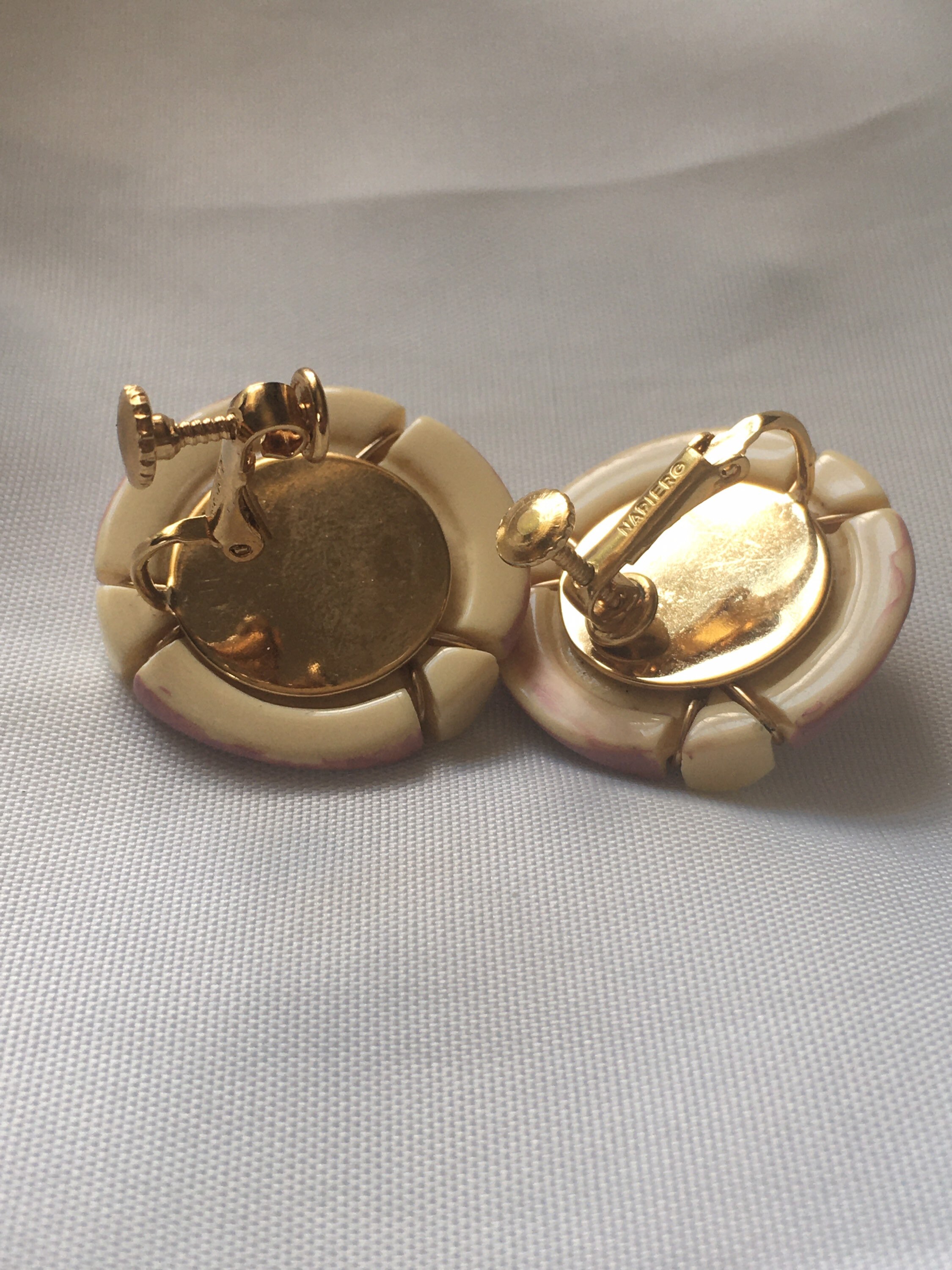 Boucles D'oreilles Vintage Clips Napier Cristal Violet - Métal Argenté - Occasion