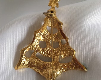 Broche Vintage Sapin De Noël Plaqué Or – Bijou Ancien Des Années 50, Neuf Sans Emballage