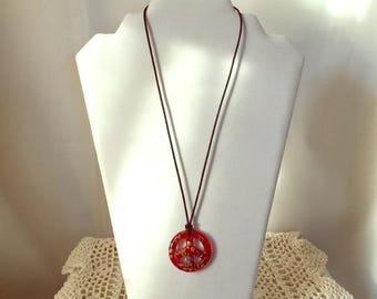 Vintage Italian Murano Glass Millefiori Peace Symbol Necklace