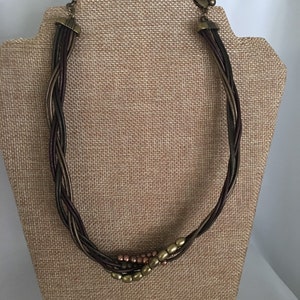 Chico&#39;s Bronze Gold Tone Braided Artisan Necklace 16&quot; 8&quot; drop with 4&quot; extension - Vintage - Lovely!
