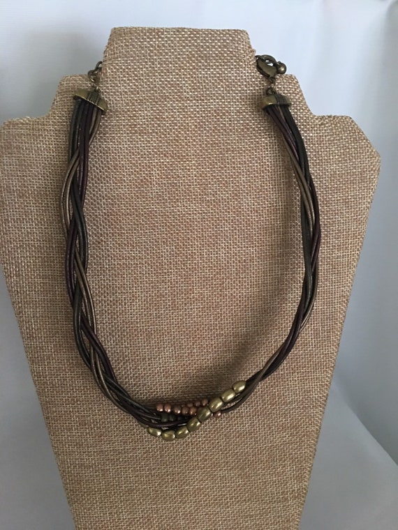 Chico's Bronze Gold Tone Braided Artisan Necklace 