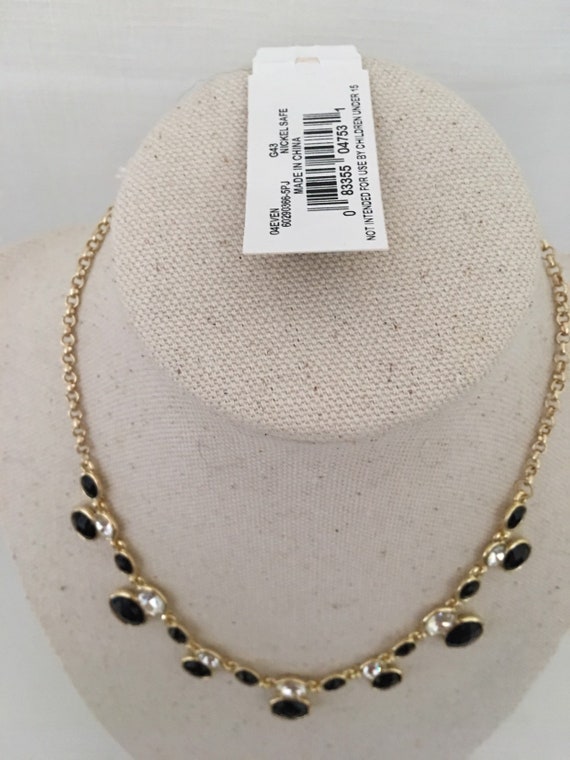 Napier Vintage Goldtone Choker Necklace with Blac… - image 2