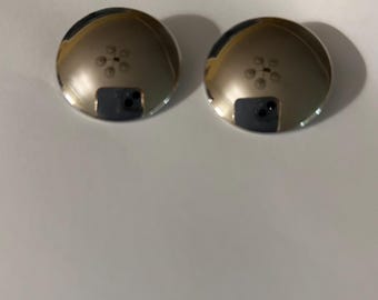 Boucles d'oreilles clip minimalistes boutonnées Berger vintage argentées