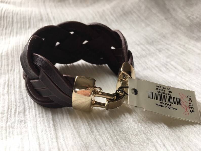 Talbots Better Fashion Statement Jewelry Leather Cuff Bracelet VintageNew with original Tag