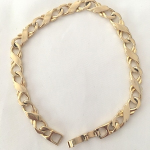 Vintage Gold Plate Gold Tone Unique Chain Design Statement Bracelet 7.5&quot; Sweet!