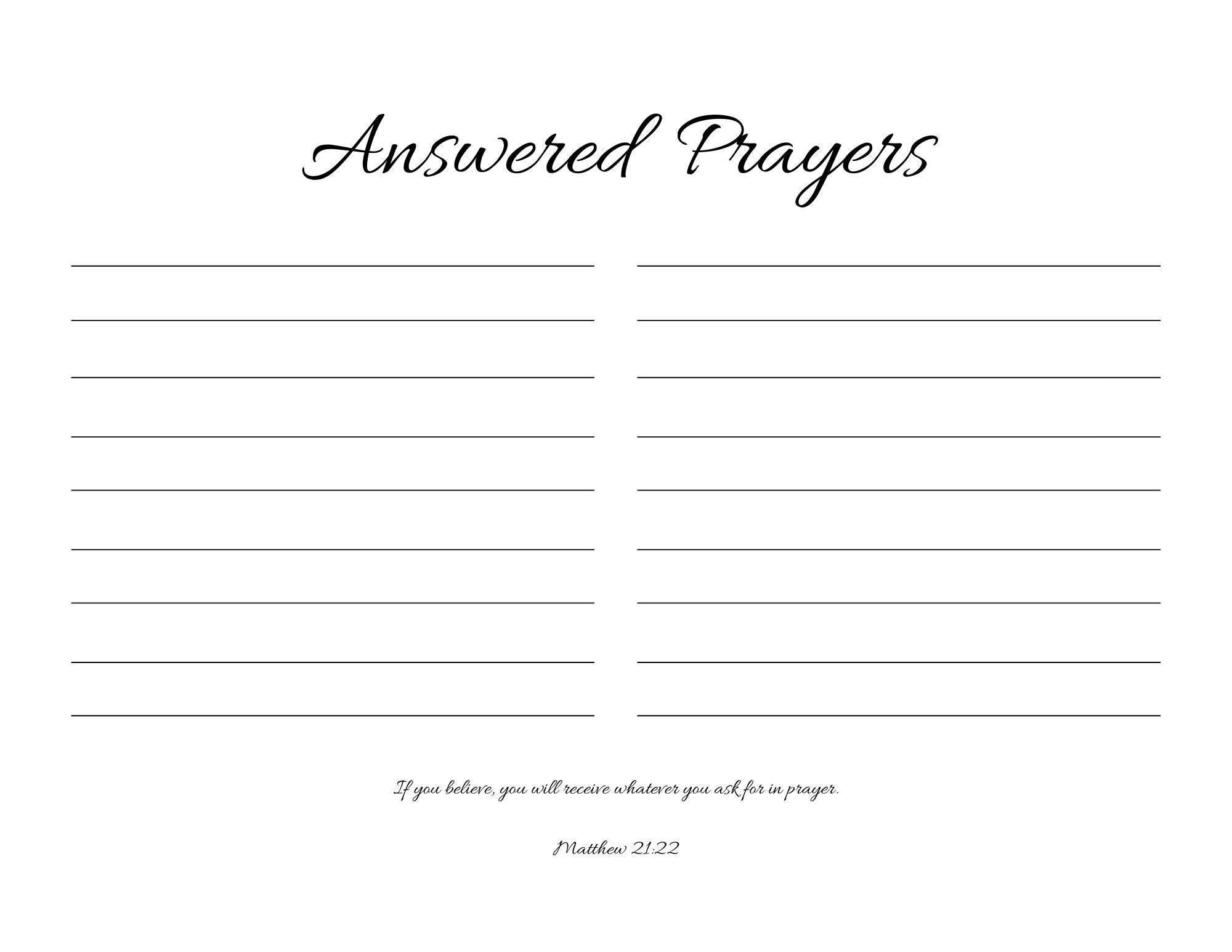 Lista de oraciones respondidas / Lista de oraciones - Etsy España