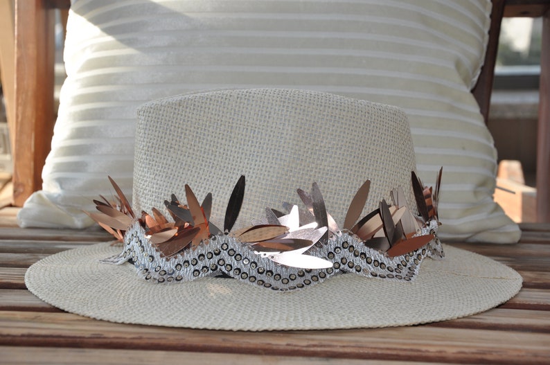 Burning man headpiece Festival headdress Parade crown hat Rave crown Burning man Rose Gold headdress Burning man hat Rave headpiece