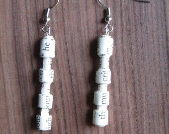 Handmade Upcycled Paper Bead Earrings // Book Lover // Book Jewelry // Upcycled Jewelry // Back to School // Teacher // Librarian // Nerdy