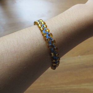 Child Sized/Small Blue Braided Bracelet with Gold Beads // For Children // Little Girl // Little Boy // Young Girl // Young Boy // Birthday