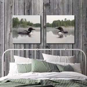 Set of 2 Loon Canvas Prints from Original Artwork, Ready To Hang Lakehouse Cottage Décor