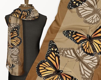 Monarch Butterfly Eco Scarf, Long Art Scarf from Sustainable Fabric