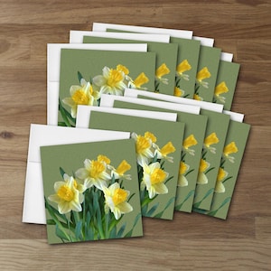 Lot de 10 cartes de voeux jonquilles à partir d'oeuvres d'art originales de Hutton Hill Designs