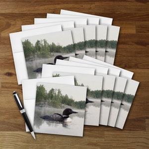 Lot de 10 cartes de vœux de créateurs Plongeon flottant sur l'eau à partir d'oeuvres d'art originales de Hutton Hill Designs
