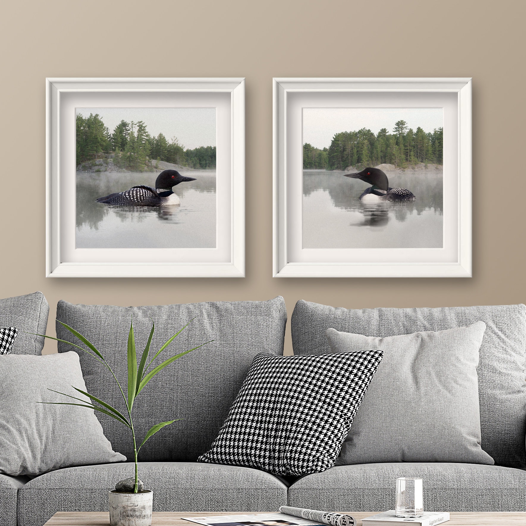 Set of 2 Loon Unframed Art Prints From Original Artwork Frame Etsy Canada