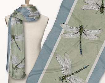 Dragonfly Eco Scarf, Long Art Scarf from Sustainable Fabric