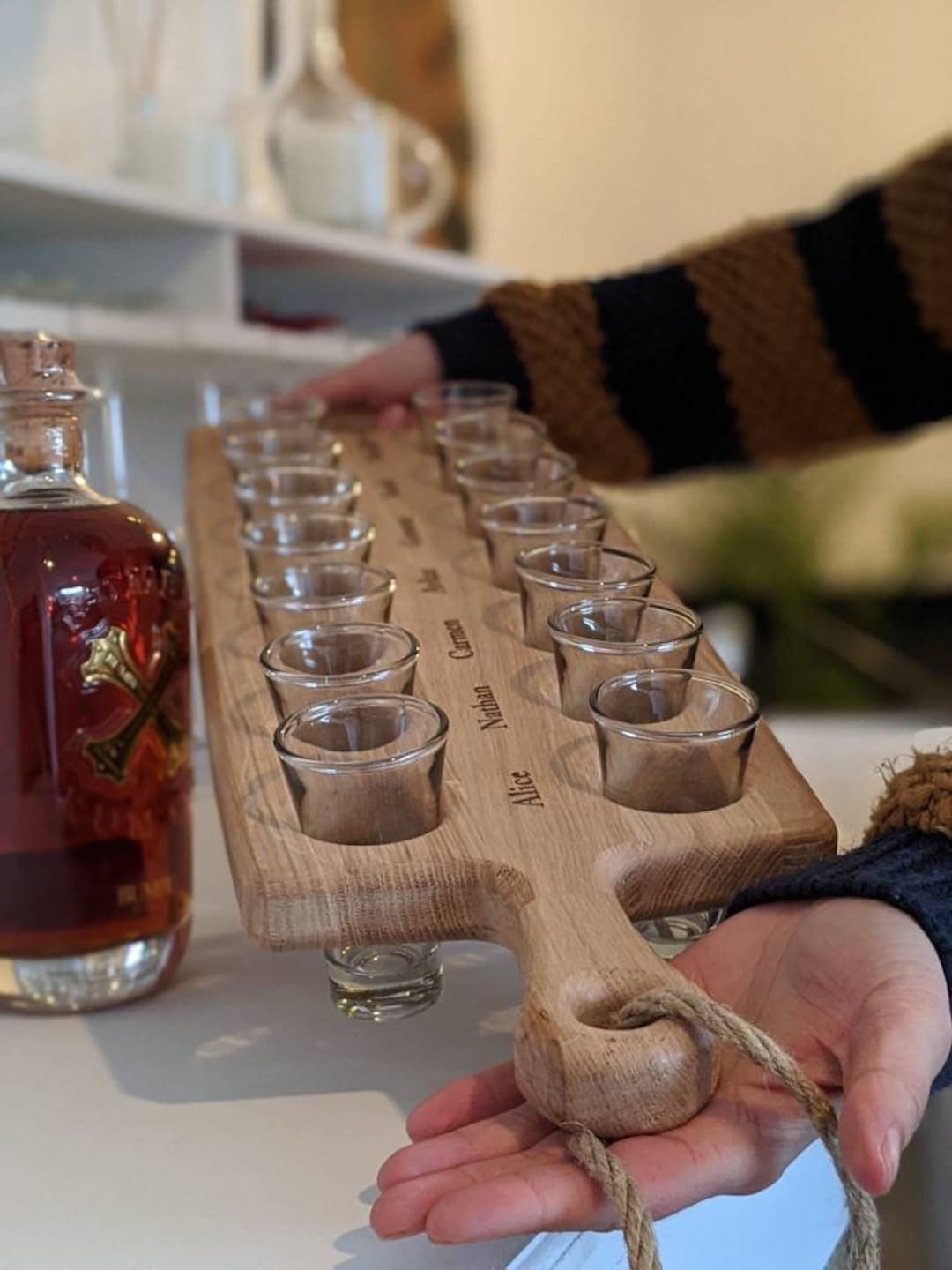 Bespoke Shot Glass Serving Board Personalised Serving Board Shot Glass
