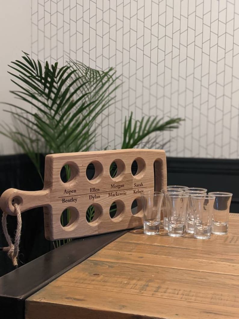 Bespoke Shot Glass Serving Board Personalised Serving Board Etsy