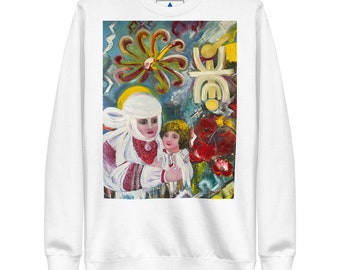 Restoring the Nation's Code Unisex Premium Sweatshirt by Ukrainian artist Liudmyla Savkova