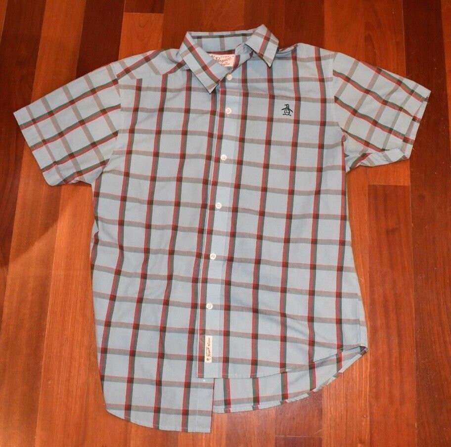 À manches courtes à carreaux bleu bouton Original Penguin homme vers le bas de la chemise pour homme taille M À manches courtes à carreaux bleu bouton Original Original bouton Penguin homme vers le bas de la chemise pour homme taille M 595f7b
