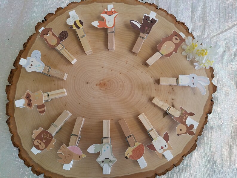 Don/'t say baby game woodland animal clothespins
