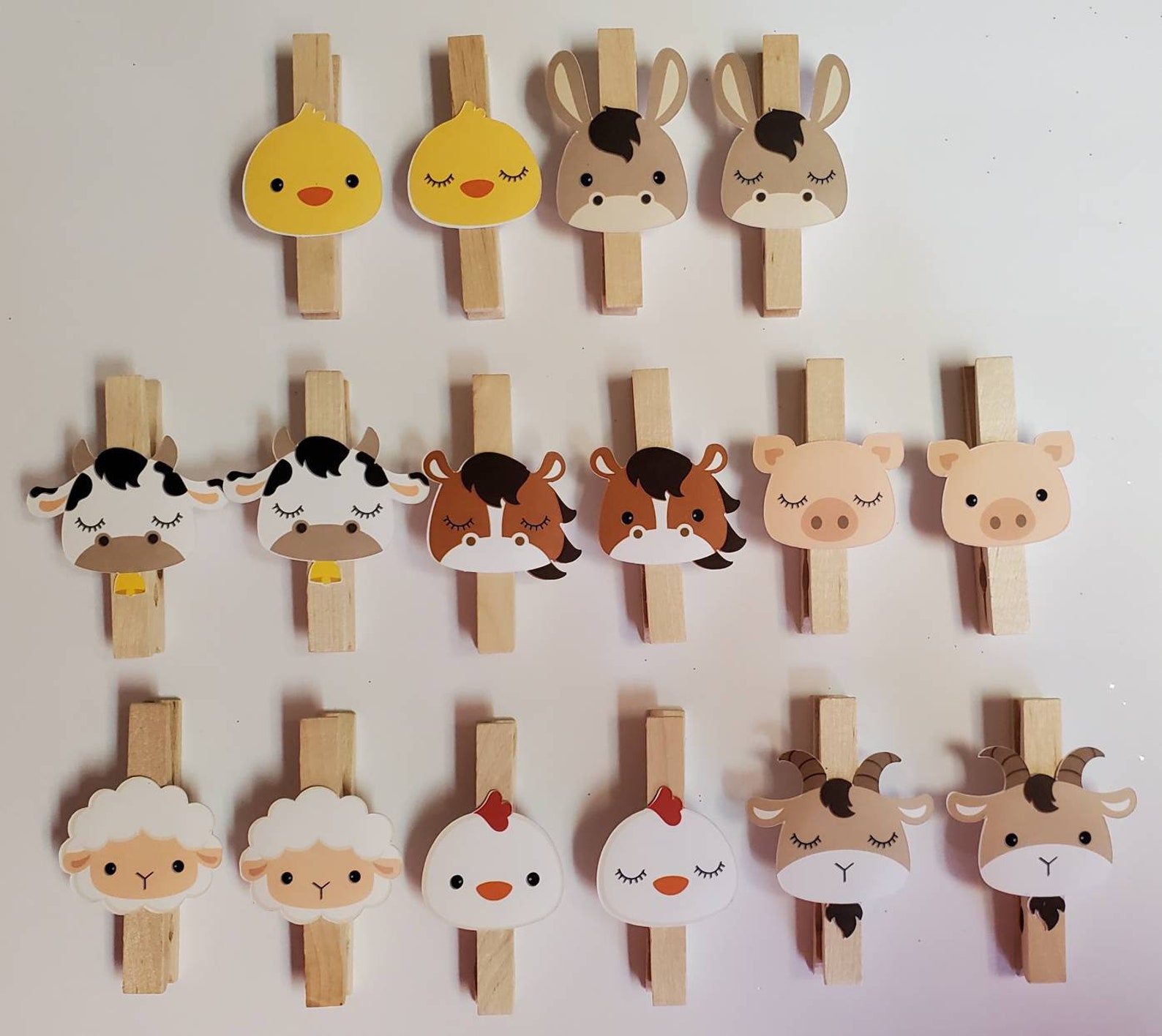 Farm Animal Clothespin Set Etsy
