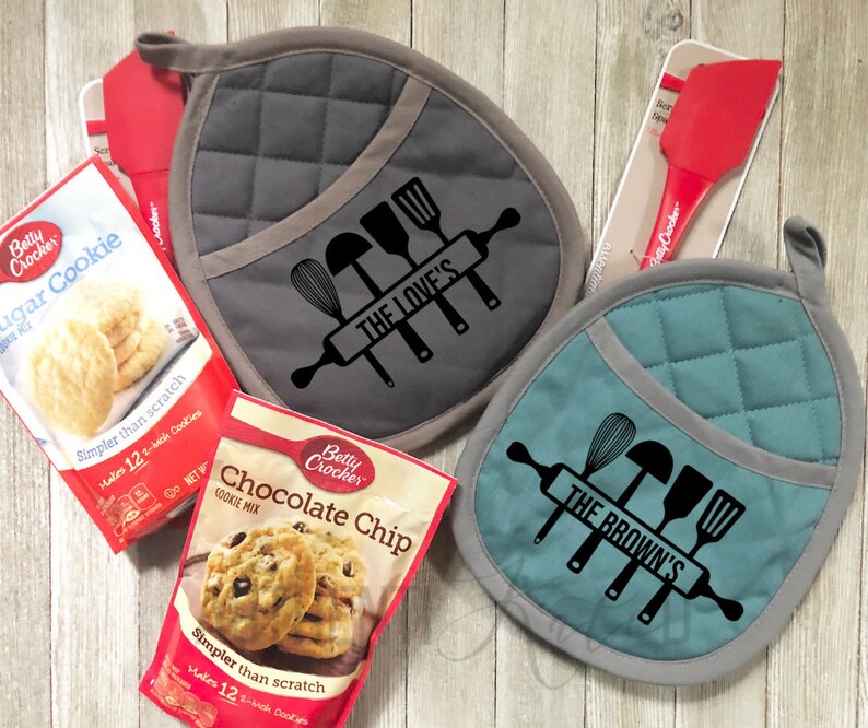 Kitchen Baking Gift Set Personalized Hot Pad Cookie Mix Etsy
