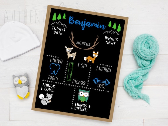 Ocean Theme Underwater Baby Boy Baby Girl Baby Shower Gift Idea Milestone Chalkboard Chalkboard Sign Personalized Gift for Babies