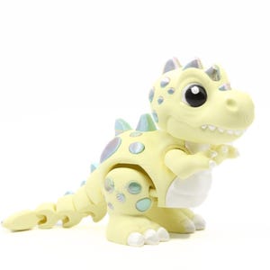 Yellow Tyrannosaurus Rex Fidget Toy, 3D Printed T-Rex Flexy Dinosaur with Color Changing Spots, Cute Fidget Flexi Pet