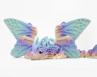 3d Printed Articulated Dragon: Pastel Butterfly Dragon Fidget Toy