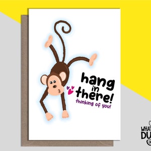 Carte de voeux de guérison faite main mignonne et amusante pour une maladie, un état de mauvaise santé, une chirurgie, une opération, un rétablissement et un cancer par What The Duck Cards - SINGE