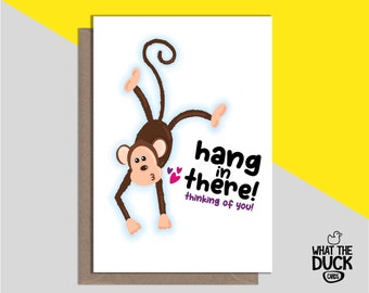 Cute & Funny Handmade Get Well Soon Greetings Card For Illness, Poorly, Surgery, Op, Recovery And Cancer By What The Duck Cards - MONKEY