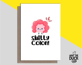 Cute & Funny Homemade Colectomy and Colonoscopy Card For Get Well Soon From Colon Surgery And Operation By What the Duck Cards - COLON