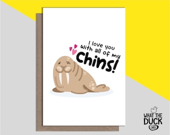 Cute & Funny Handmade Linen Greetings Card For Valentines Day, Anniversary, Just Because or I Love You By What the Duck Cards - CHINS