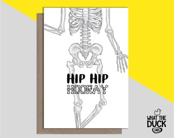 Cheeky & Funny Homemade Hip Replacement Card For Good Luck With New Hips, Hip Op And Hip Surgery By What the Duck Cards - HIP HIP