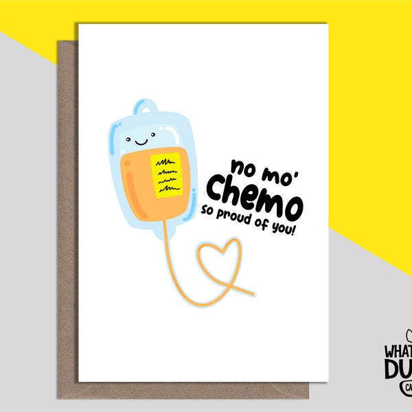Lustige und niedliche handgefertigte Glückwunschkarte zur Unterstützung und Genesung bei Krebs zur Genesung und zum Ende der Chemotherapie von What the Duck Cards – CHEMOBAG