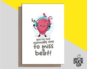 Funny & Cheeky Homemade Linen Get Well Soon Greetings Card For Heart Attack, Recovery, Angina, Op And Bypass By What the Duck Cards - BEAT