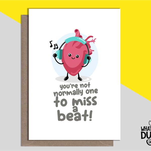 Funny & Cheeky Homemade Linen Get Well Soon Greetings Card For Heart Attack, Recovery, Angina, Op And Bypass By What the Duck Cards - BEAT