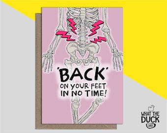 Funny & Cheeky Handmade Back Surgery Greetings Card For Get Well Soon From Spine Operation And Spinal Recovery By What the Duck Cards - BACK