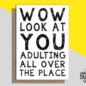 Carte d'anniversaire faite maison grossière et amusante pour les 18 ans d'amis, de la famille, de fils, de filles et de collègues de travail par What the Duck Cards - WOW