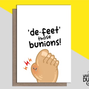 Freche lustige Handgemachte Bunion OP Karte für eine gute Besserung mit Bunionektomie, Fuß- und Dianeoplastik chirurgischem Eingriff von What the Duck Cards - DE-FEET