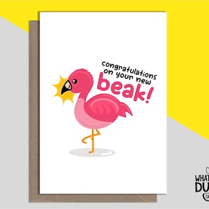 Rude & Funny Homemade Nose Job Greetings Card For Get Well Soon, Rhinoplasty, New Nose, Operation And Surgery By What the Duck Cards - BEAK