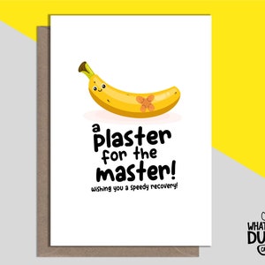 Carte de voeux grossière et drôle faite main de circoncision heureuse pour la coupe, la coupe, la récupération de chirurgie et le phimosis par What the Duck Cards - BANANE