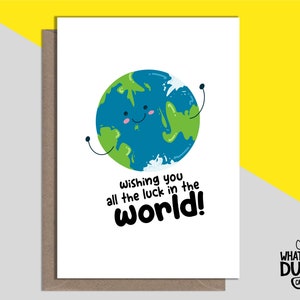 Lustige und niedliche handgefertigte Glückwunschkarte aus Leinen für Prüfungen, neue Jobs oder Vorstellungsgespräche, Reisen, Tests oder Shows von What the Duck Cards – WORLD