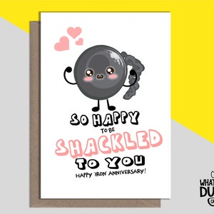 Cartão de felicitações de linho feito à mão fofo e engraçado para 6 anos de aniversário de casamento 6º ano da esposa e do marido por What the Duck Cards - FERRO