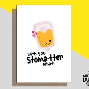 Cute & Funny Handmade Ostomy Greetings Card For Get Well Soon, Crohn's Disease, Stoma Op And Surgery By What the Duck Card - STOMA