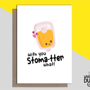Niedliche & lustige handgefertigte Stoma-Gruß-Karte für gute Besserung, Morbus Crohn, Stoma Op und Chirurgie von What the Duck Card - STOMA