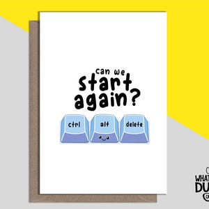 Carte de voeux mignonne et amusante faite maison, je suis désolé ou pardonne-moi pour petit ami, petite amie et partenaire par What The Duck Cards - SUPPRIMER